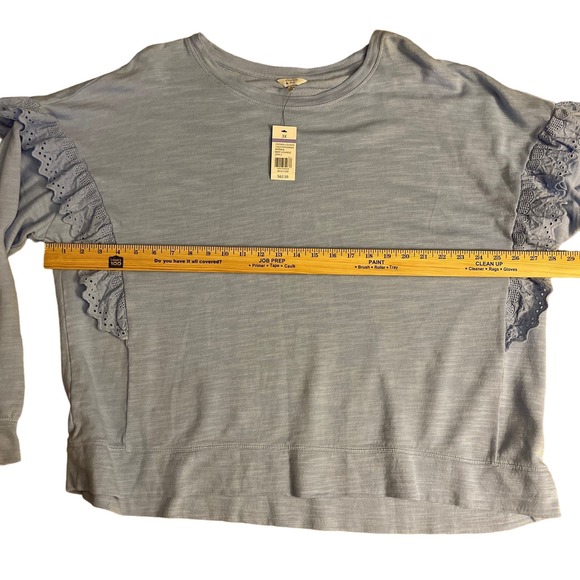 NWT Crown & Ivy Soft Blue Eyelet Lace Detail Long Sleeved Sweater‎ Size 3X - Picture 6 of 9